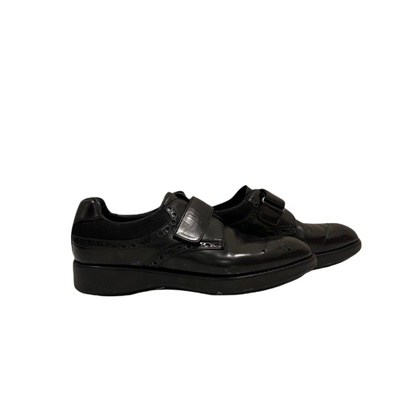 Prada Mens Black Velcro Patch Leather Shoes